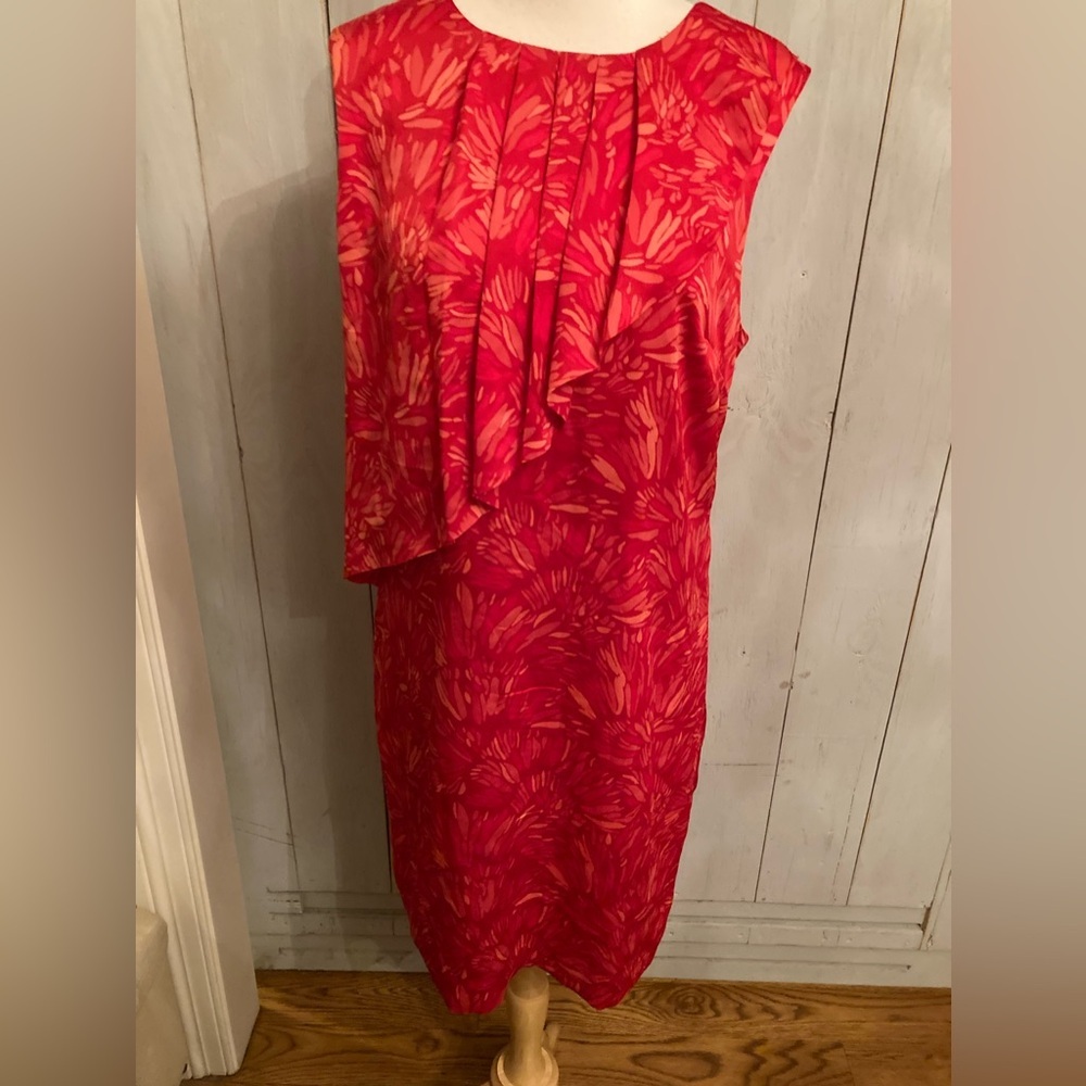 Banana Republic Red Ruffle‎ Tiered Sleeveless Shift Dress Women's S-4 New 138$